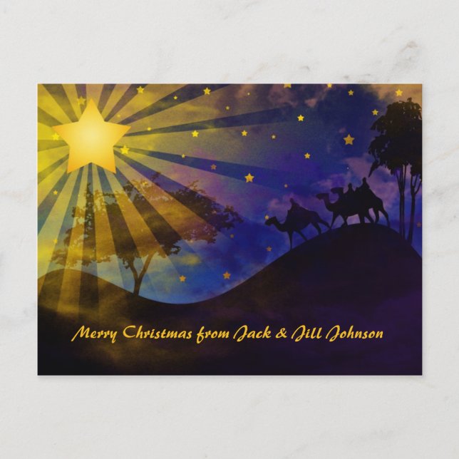 Postal Festiva Three Wise Men & Christmas Star Postcard (Anverso)