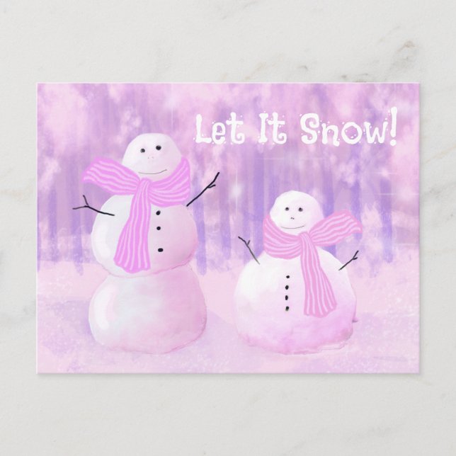 Postal Festiva Thrifty Personalized Pink Snowman (Anverso)