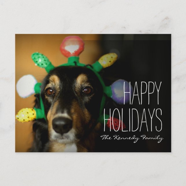 Postal Festiva Tiara de perro con Navidades (Anverso)