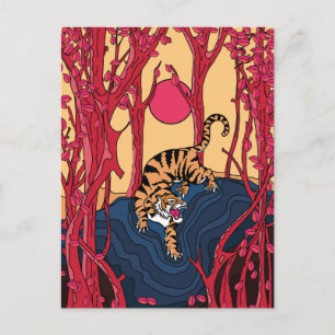 Postal Festiva Tigre Japonés