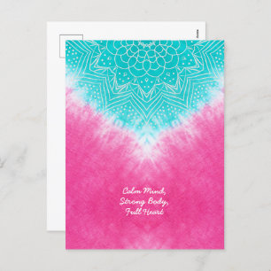 Postal Festiva Tinta rosa y azul con estilo Mandala Sway