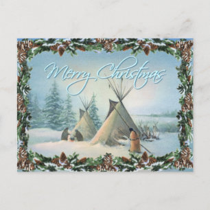 Postal Festiva TIPI CAMP SQUAW & BOUGHS por SHARON SHARPE