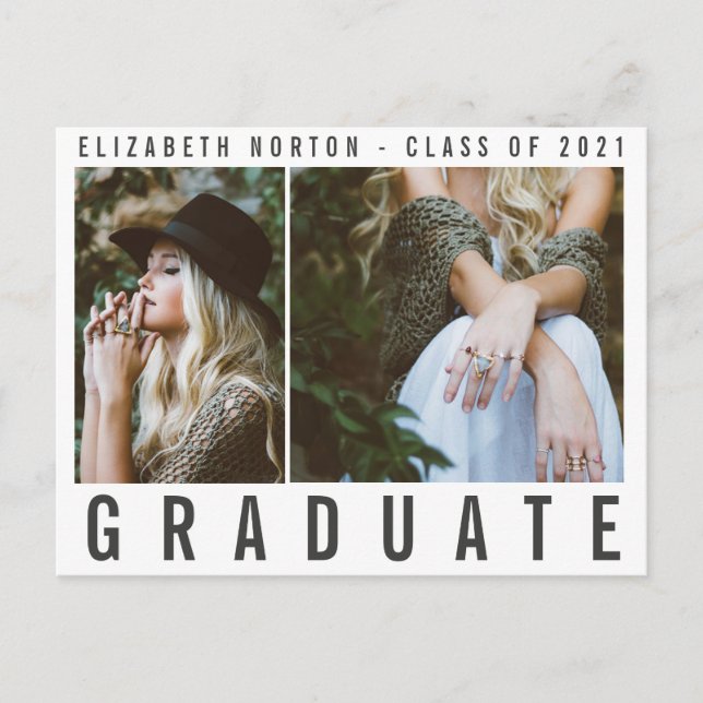 Postal Festiva TIPO GRADUADO moderno multifotografía elegante (Anverso)