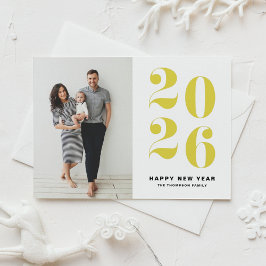 Postal Festiva Tipografía Amarilla Negrita 2022 Foto Feliz Año Nu