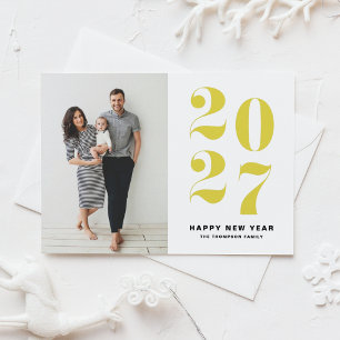 Postal Festiva Tipografía Amarilla Negrita 2022 Foto Feliz Año Nu