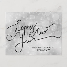 Postal Festiva Tipografía de plata de la Feliz Año Nuevo de Bokeh