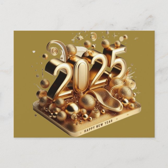 Postal Festiva tipografía dorada (Anverso)