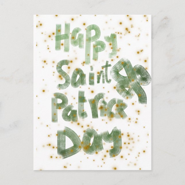 Postal Festiva Tipografía feliz del Día de San Patricio (Anverso)