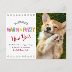 Postal Festiva Tipografía fotográfica de Año Nuevo cálida y difus