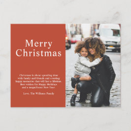 Postal Festiva Tipografía minimalista Foto Merry Christmas Coral