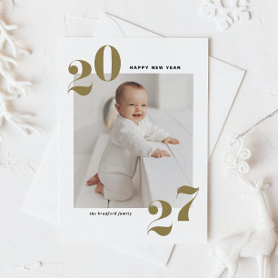 Postal Festiva Tipografía moderna de oro Feliz Año Nuevo 2022 Fot