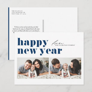 Postal Festiva Tipografía Retro Azul Felices Fiestas Dos Fotograf