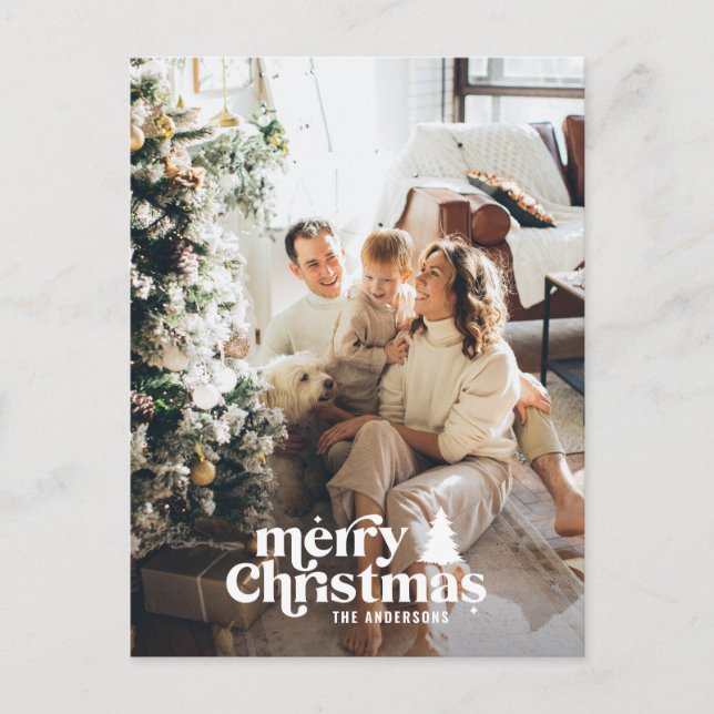 Postal Festiva Tipografía retro foto completa moderna (Anverso)