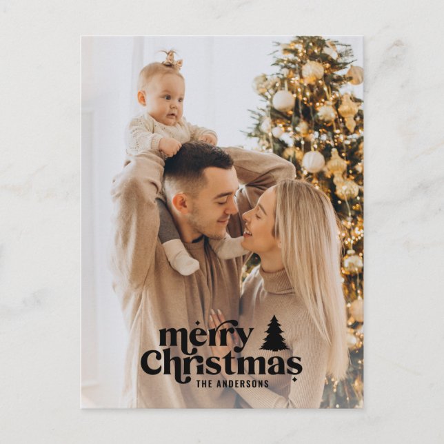 Postal Festiva Tipografía retro foto completa moderna (Anverso)