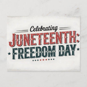 Postal Festiva Tipografía Retro Junetdecia, Día de la Libertad Ne