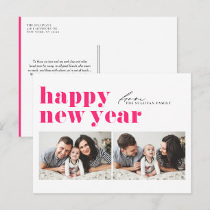 Postal Festiva Tipografía retro rosa caliente Felices vacaciones 