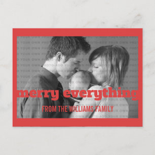 Postal Festiva Tipografía Roja Merry Everything Photo