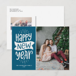 Postal Festiva Tipografía rusa foto de Año Nuevo Feliz
