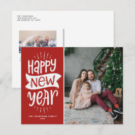 Postal Festiva Tipografía Rusa Fotografía de Año Nuevo Feliz