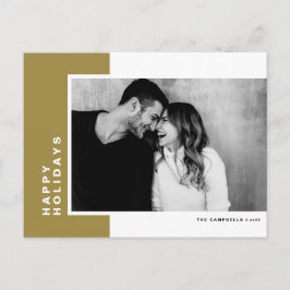 Postal Festiva Tipografía simple foto de bloque de color dorado