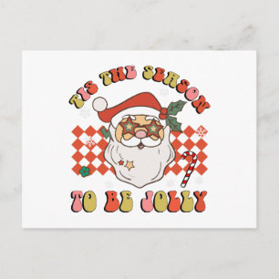Postal Festiva Tis The Season To Be Jolly Christmas Santa Retro G