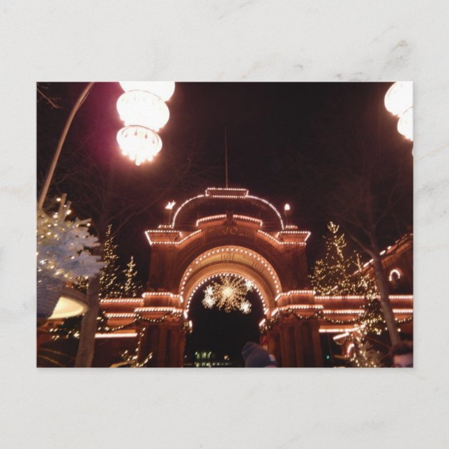 Postal Festiva Tivoli Entrada Christmastime Copenhagen Dinamarca (Anverso)