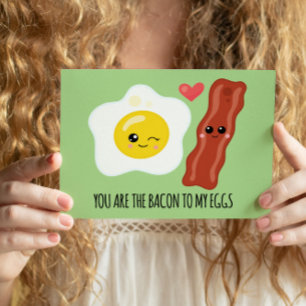 Postal Festiva Tocino y Huevos Kawaii Día de San Valentín Diverti