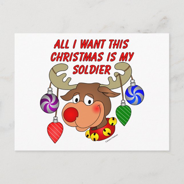 Postal Festiva Todo lo que quiero para los Navidades es mi Soldad (Anverso)