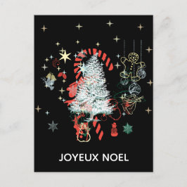 Postal Festiva Todo Navidades Joyeux Noel Candy Cane Black