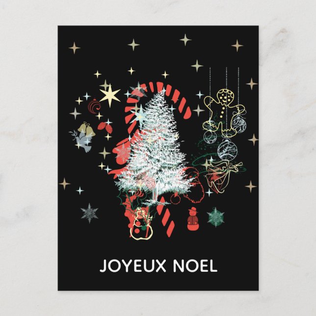 Postal Festiva Todo Navidades Joyeux Noel Candy Cane Black (Anverso)