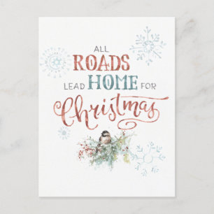 Postal Festiva Todos los caminos llevan al hogar para Navidades