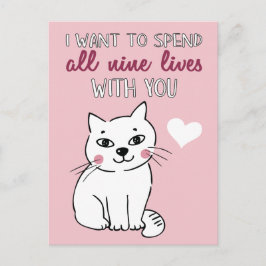 Postal Festiva Todos los nueve viven con ustedes Romantic cat Val