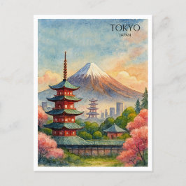 Postal Festiva Tokyo Cityscape Watercolor Souvenir