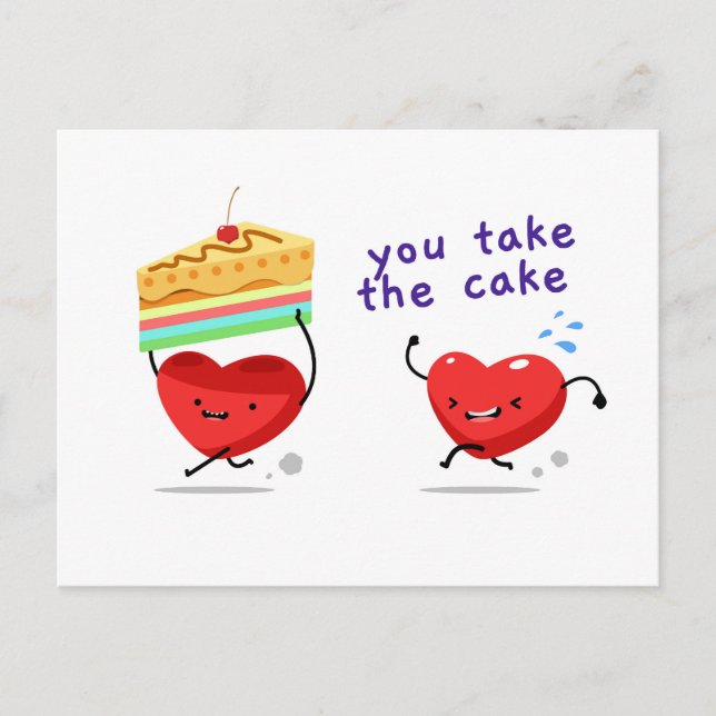 Postal Festiva Toma El Pastel | Feliz Día de San Valentín | Amor (Anverso)