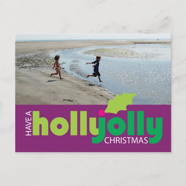 Postal Festiva Tomar una foto de Navidades de Holly Jolly (Anverso)