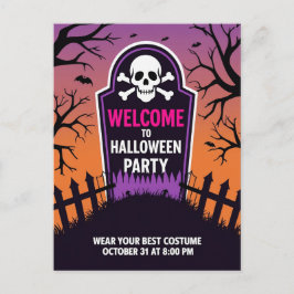 Postal Festiva Tombstone Skull Halloween Party