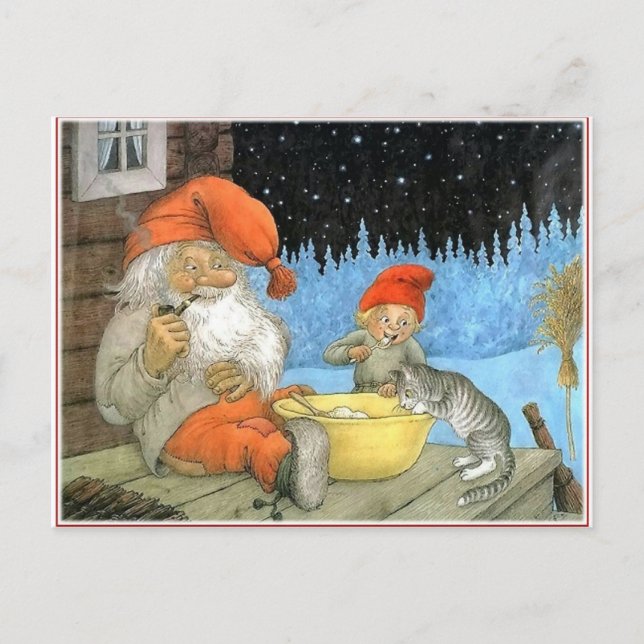 Postal Festiva Tomte Nisse, aka Papá Noel (Anverso)