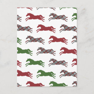 Postal Festiva Tono de caballo de vacaciones con Navidades en bla