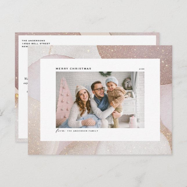 Postal Festiva Tonos malvados y acentos Purpurinas Navidades de f (Anverso / Reverso)