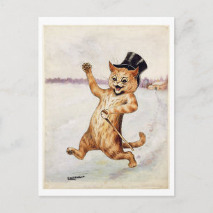 Postal Festiva Top Cat! por Louis Wain Holiday Postcard