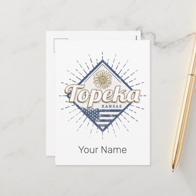 Postal Festiva Topeka City Kansas Estados Unidos Sunflower Estado (Anverso/Reverso In Situ)