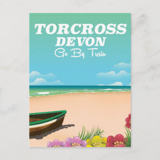 Postal Festiva Torcross, poster de vacaciones Devon beach