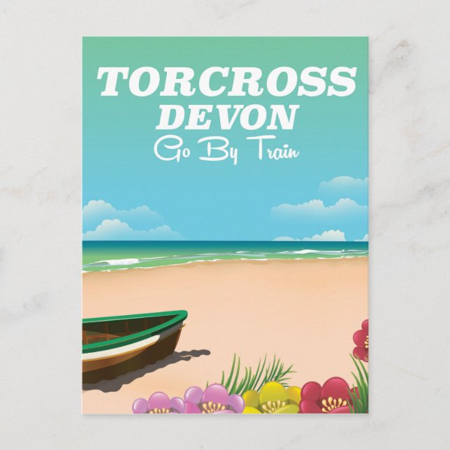 Postal Festiva Torcross, poster de vacaciones Devon beach (Anverso)