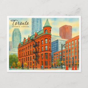 Postal Festiva Toronto Ontario Canadá Acuarela Retro