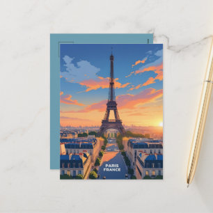 Postal Festiva Torre Eiffel París Francia_ Ciudad Silueta