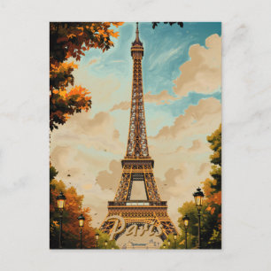 Postal Festiva Torre Eiffel París Viajes Estilo Vintage Arte Retr