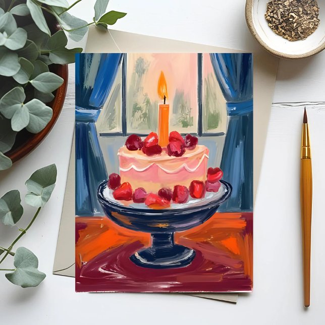 Postal Festiva Torta de cumpleaños de fresa (Subido por el creador)