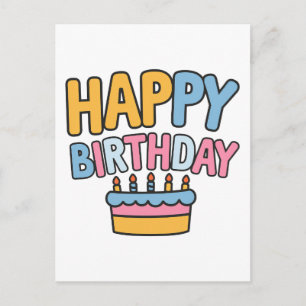 Postal Festiva Torta de Cumpleaños Feliz