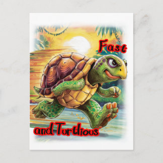 Postal Festiva Tortuga de Dibujos Animados Más Rápida del Mundo e