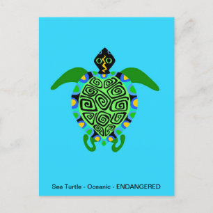 Postal Festiva Tortuga de mar cutáneo - Amor animal - azul oceáni